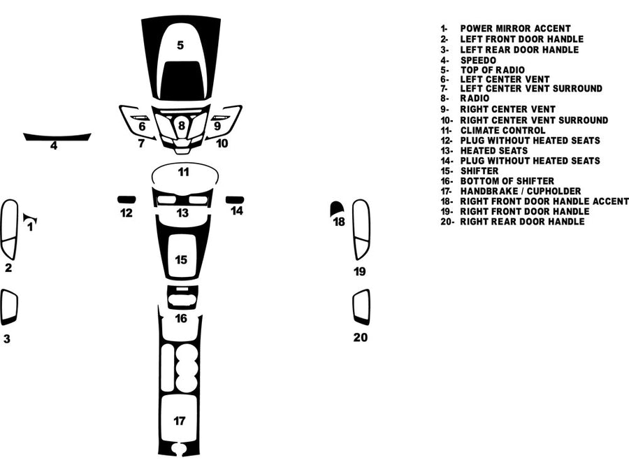 ford fiesta 2011-2019 Dash Kit Diagram