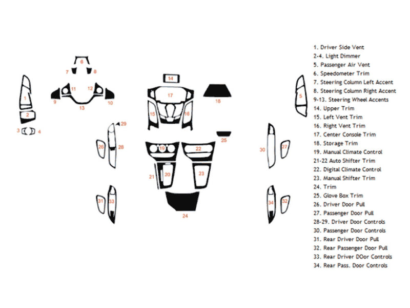 ford focus 2012-2014 Dash Kit Diagram