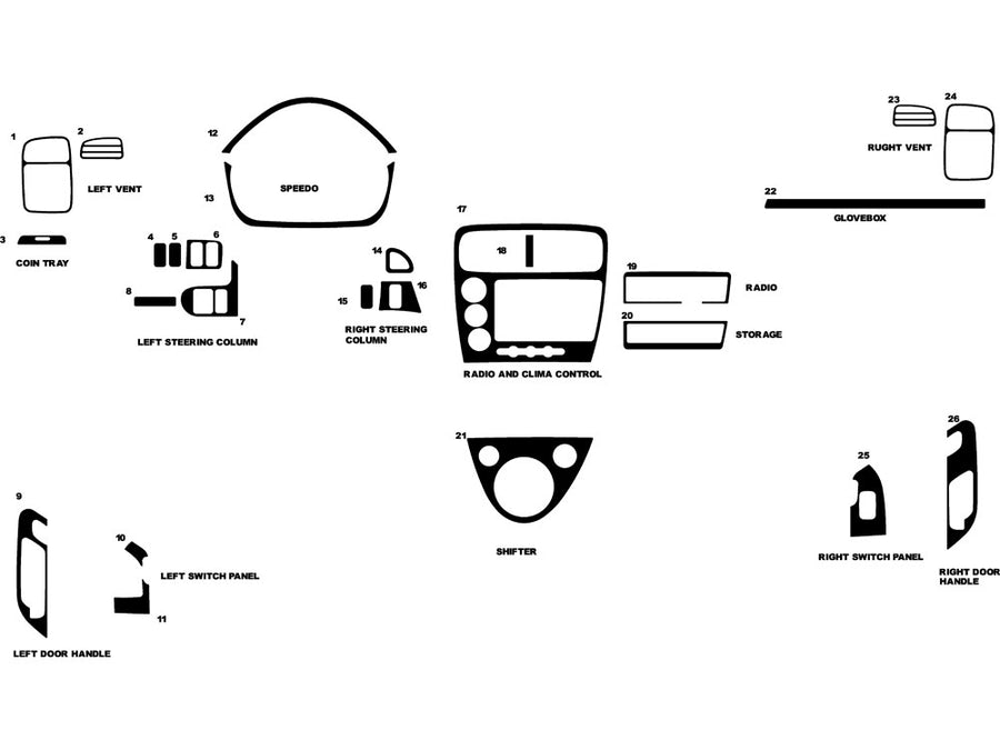 honda civic 2002-2005 (si) Dash Kit Diagram