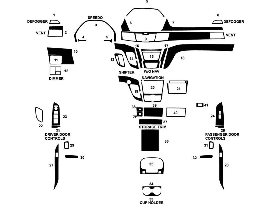 honda odyssey 2014-2017 Dash Kit Diagram