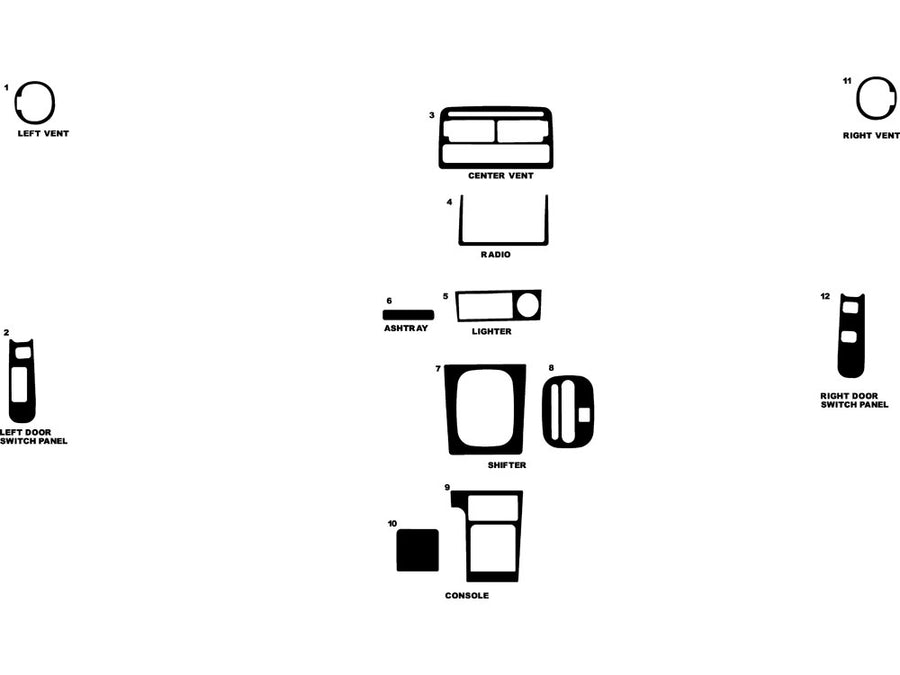 honda prelude 1992-1996 Dash Kit Diagram