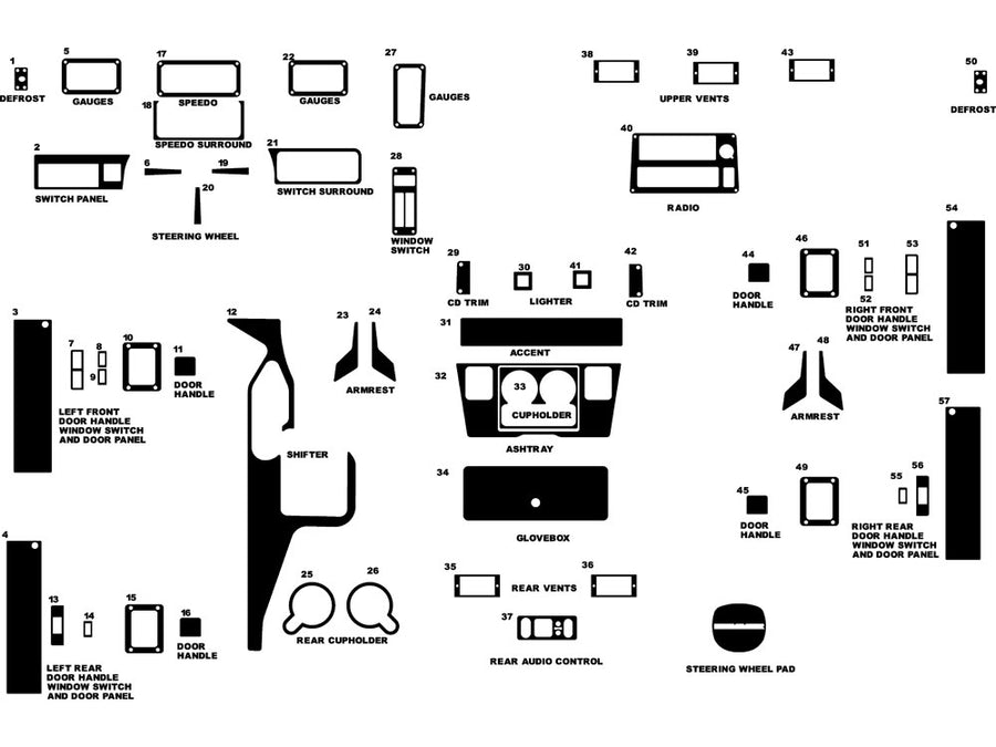 hummer h1 2001-2002 Dash Kit Diagram