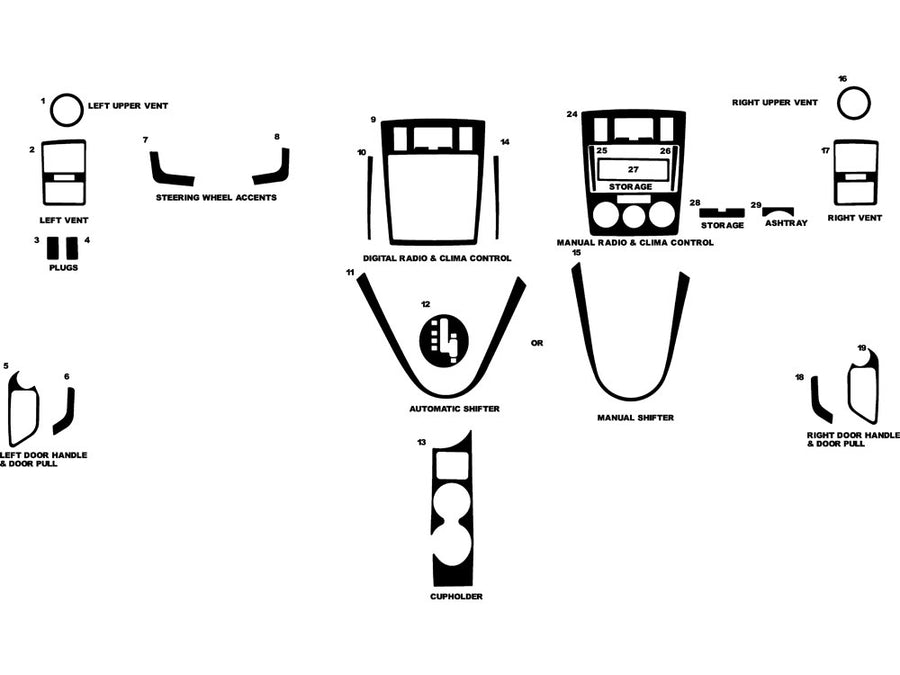 hyundai tiburon 2006-2006 Dash Kit Diagram