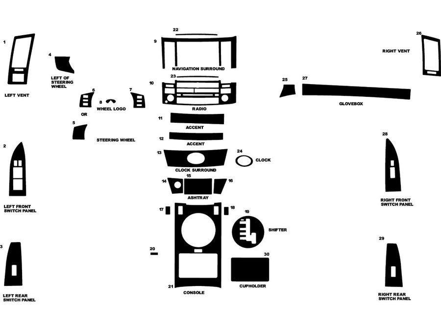 infiniti fx45 2003-2005 Dash Kit Diagram