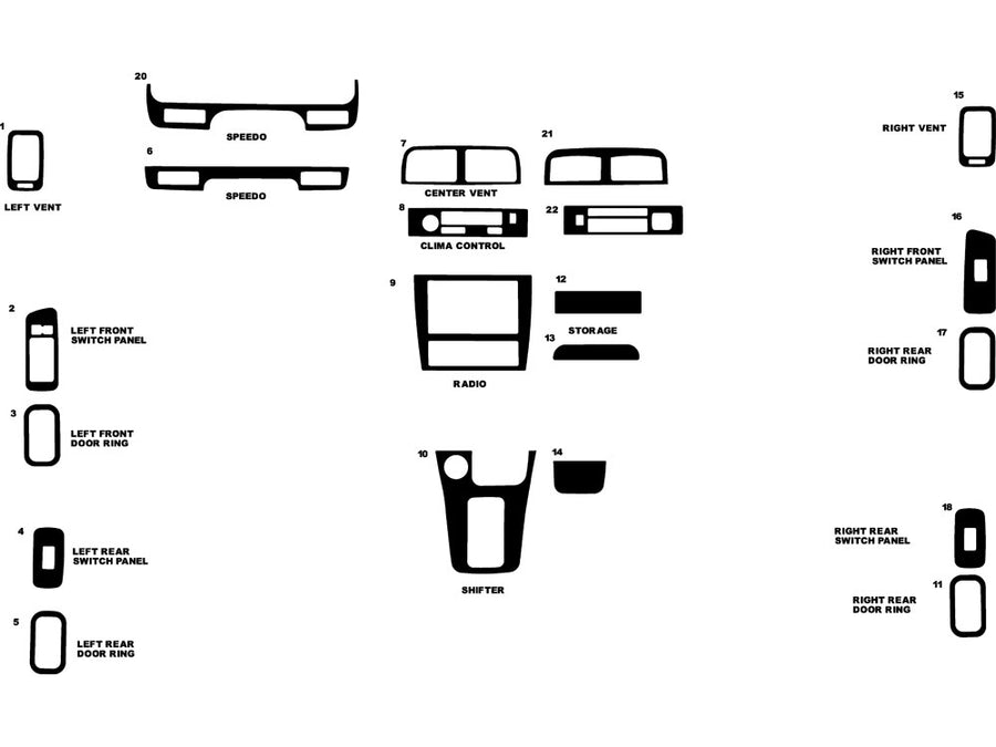 infiniti i30 1996-1999 Dash Kit Diagram