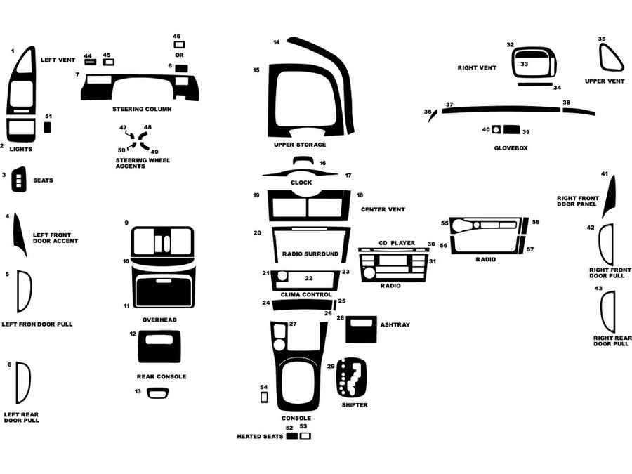 infiniti i35 2002-2004 Dash Kit Diagram