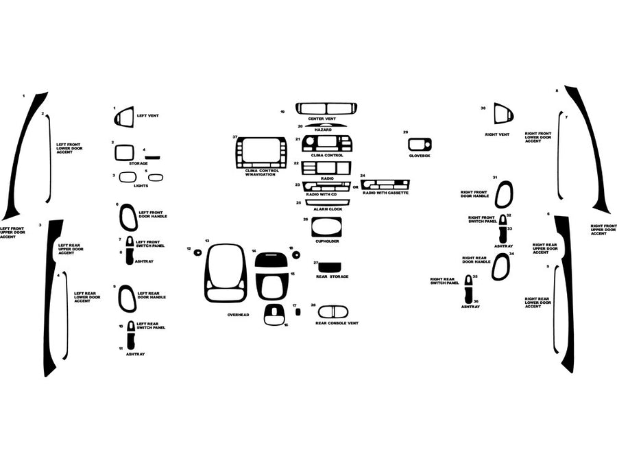 jaguar s-type 2003-2008 Dash Kit Diagram