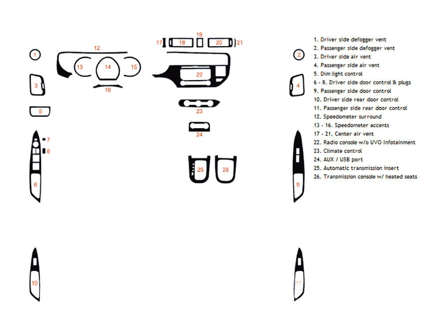kia rio 2012-2017 Dash Kit Diagram