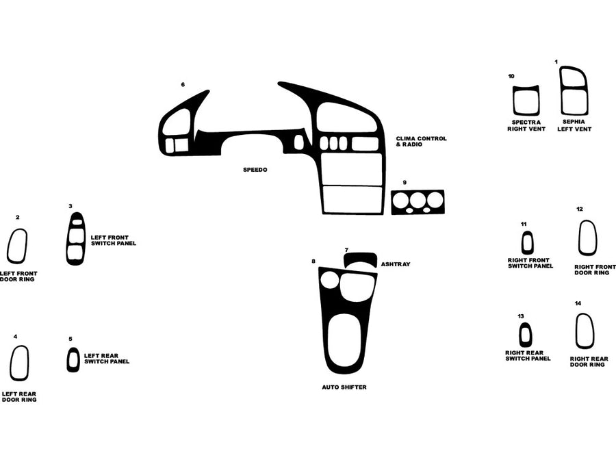 kia sephia 1998-2001 Dash Kit Diagram