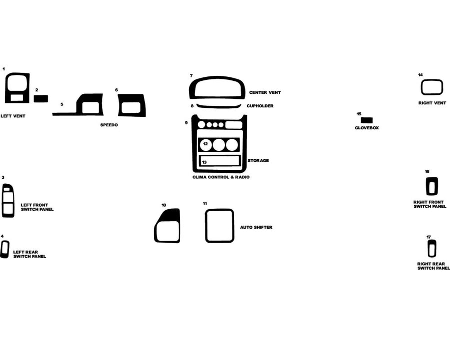 kia sportage 1998-2000 Dash Kit Diagram