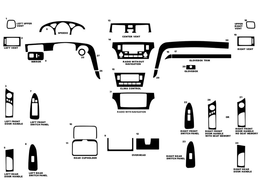 lexus es 2002-2006 Dash Kit Diagram