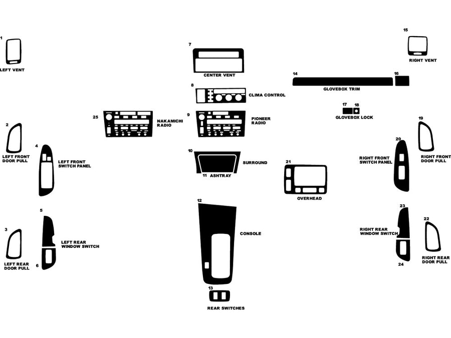 lexus gs 1993-1997 Dash Kit Diagram