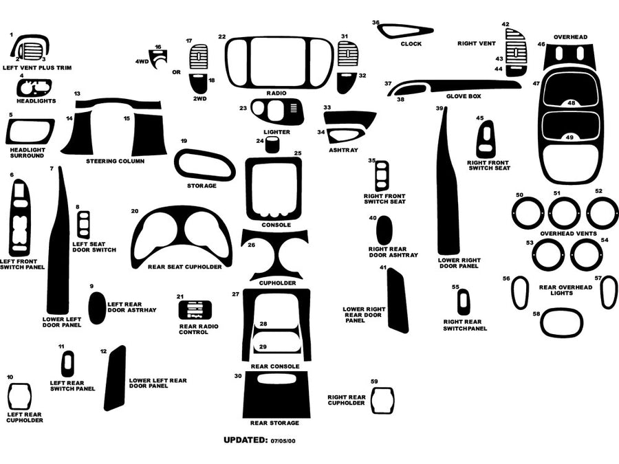 lincoln navigator 1998-1999 Dash Kit Diagram