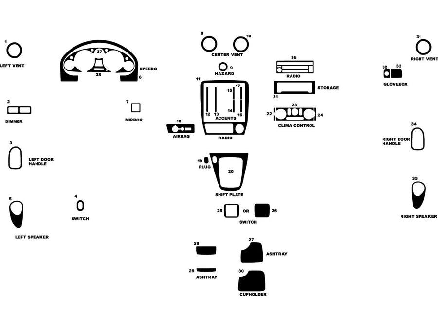 mazda mx-5 miata 2001-2005 Dash Kit Diagram