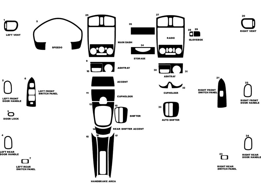 mazda protege 1999-2003 Dash Kit Diagram