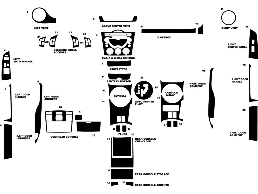 mazda rx-8 2004-2008 Dash Kit Diagram