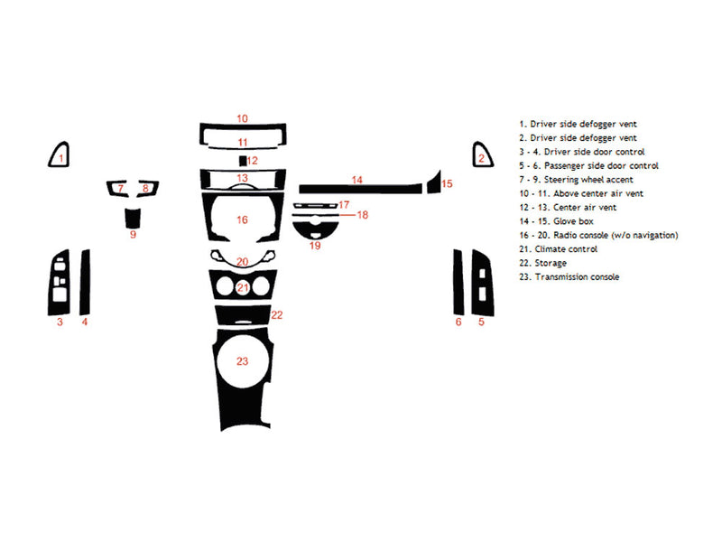 mazda rx-8 2009-2011 Dash Kit Diagram