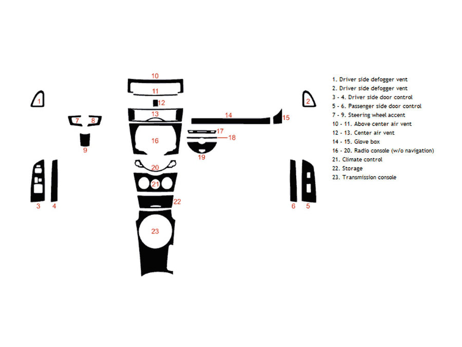mazda rx-8 2009-2011 Dash Kit Diagram