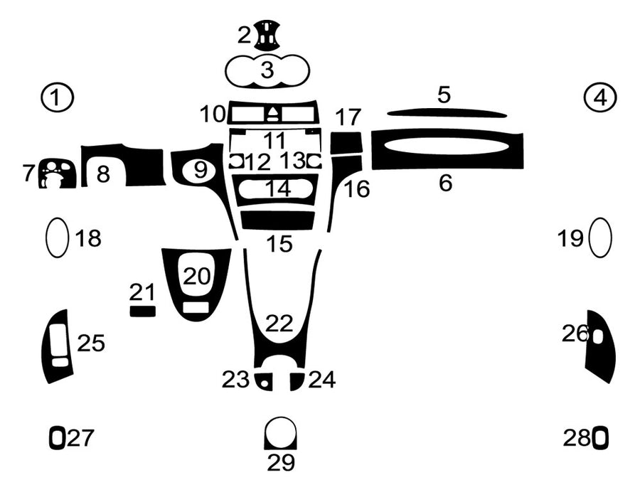 mercedes-benz clk-class 2003-2009 Dash Kit Diagram