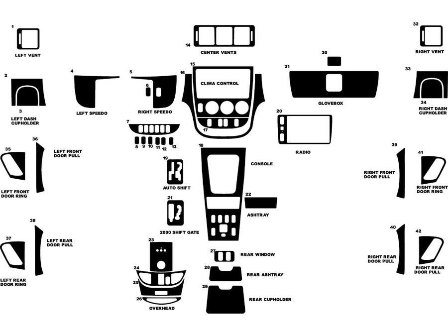 mercedes-benz m-class 2000-2001 Dash Kit Diagram