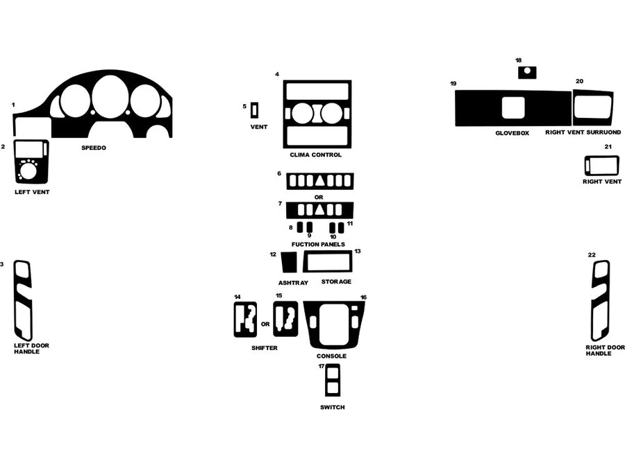 mercedes-benz slk-class 1998-2004 Dash Kit Diagram