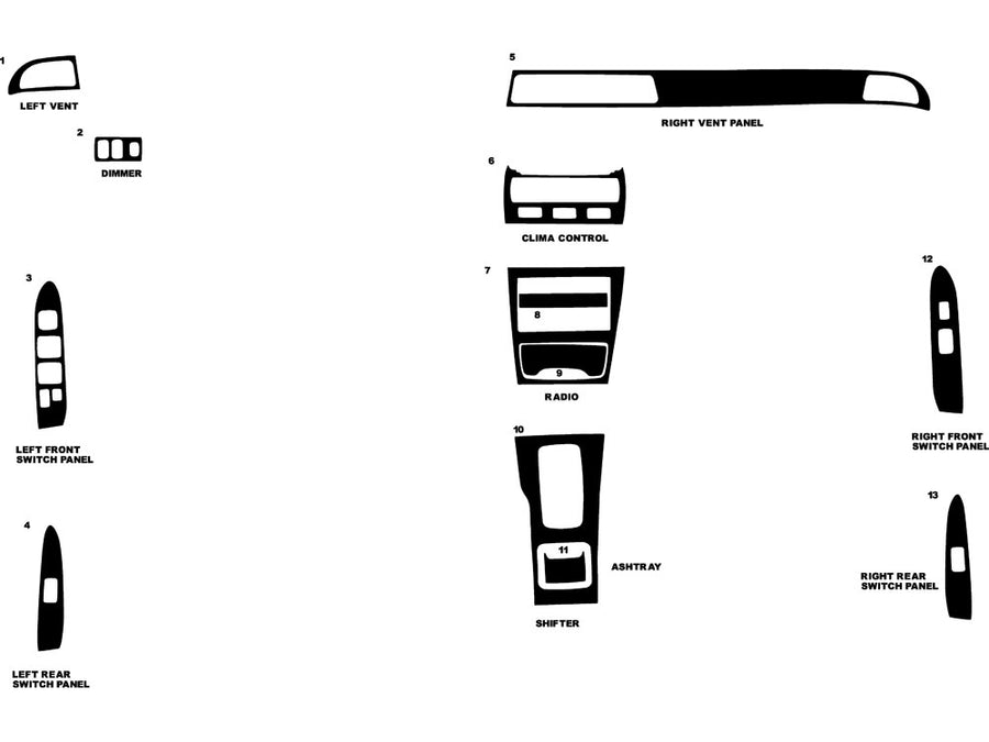 mitsubishi diamante 1992-1996 Dash Kit Diagram