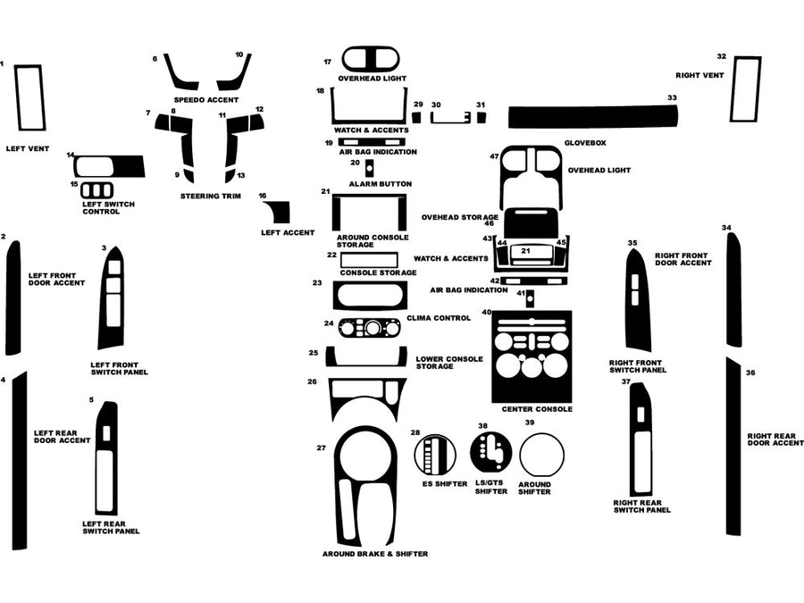 mitsubishi galant 2004-2008 Dash Kit Diagram