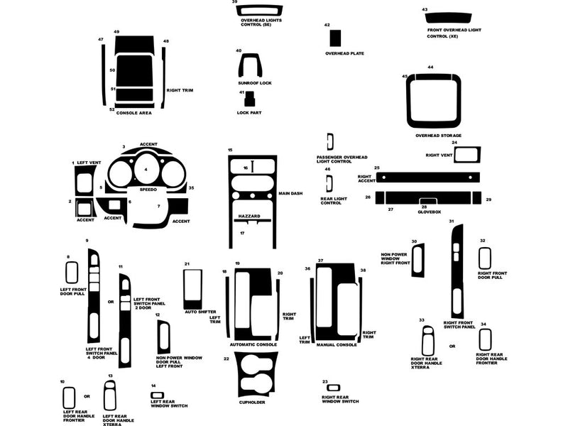 nissan xterra 2002-2004 Dash Kit Diagram