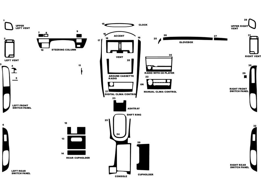 nissan maxima 2000-2001 Dash Kit Diagram