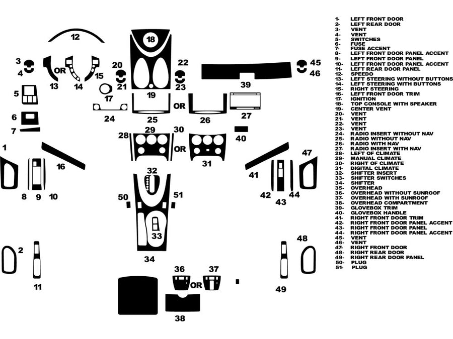 nissan rogue 2011-2013 Dash Kit Diagram