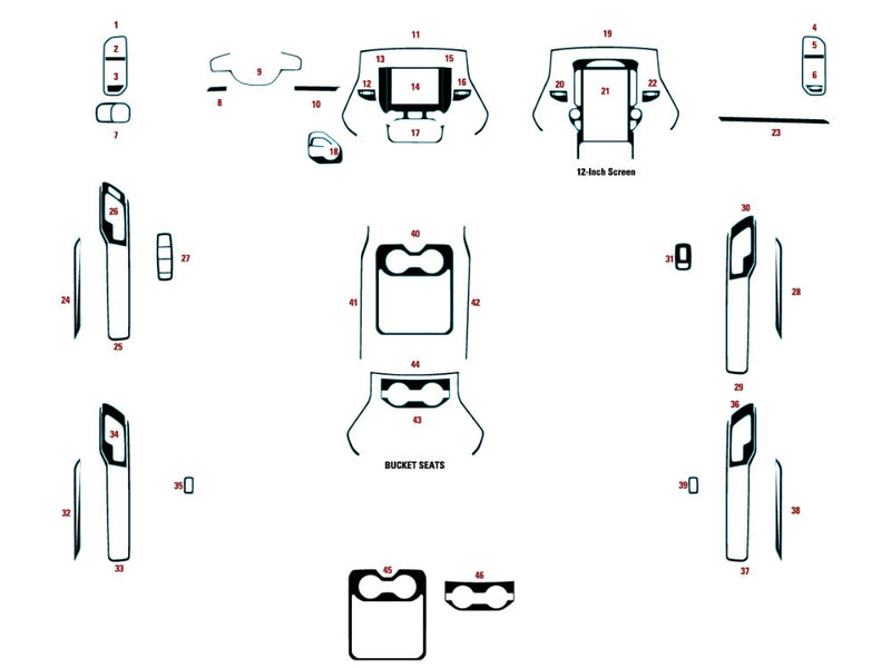 dodge ram 2019-2025 (1500 / 2500 / 3500) Dash Kit Diagram