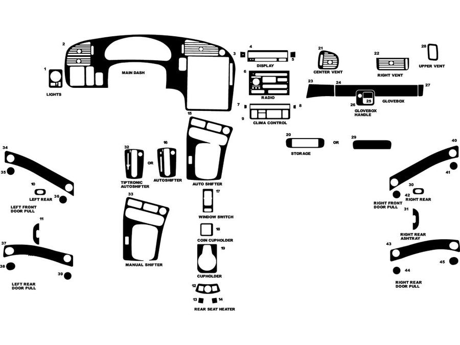 saab 9-5 1999-2005 Dash Kit Diagram