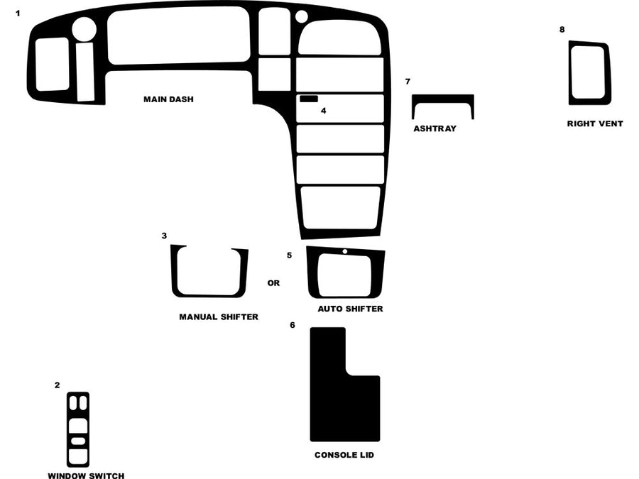 saab 9000 1994-1998 Dash Kit Diagram