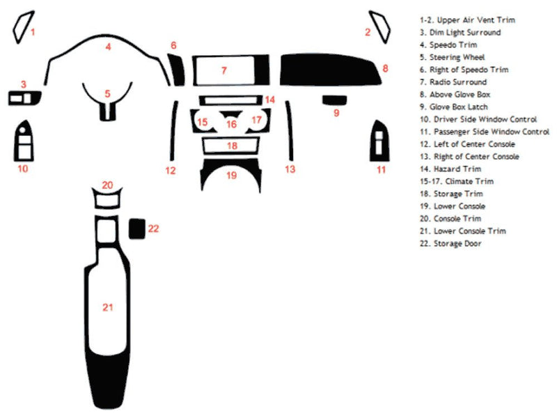 subaru brz 2013-2020 Dash Kit Diagram