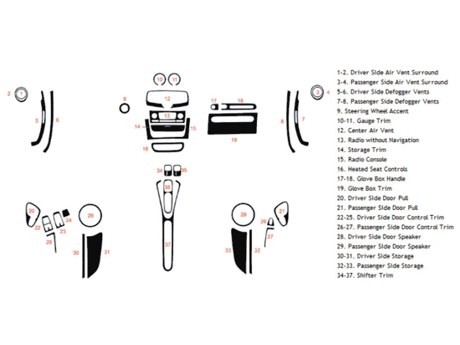 smart fortwo 2011-2015 Dash Kit Diagram