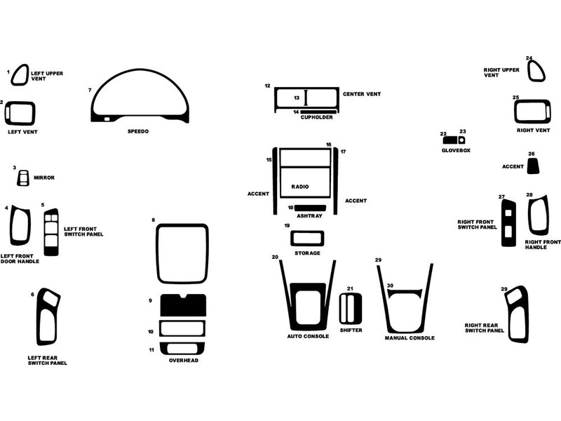 subaru forester 1998-2002 Dash Kit Diagram