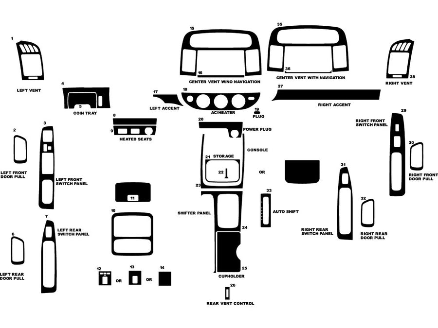 toyota camry 2002-2006 Dash Kit Diagram