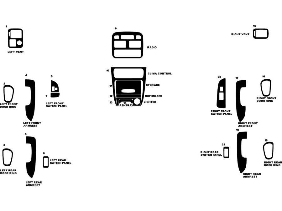 toyota corolla 1998-2002 Dash Kit Diagram