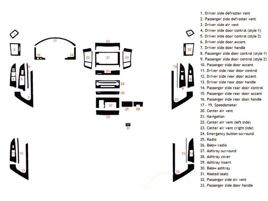 toyota land cruiser 2008-2015 Dash Kit Diagram