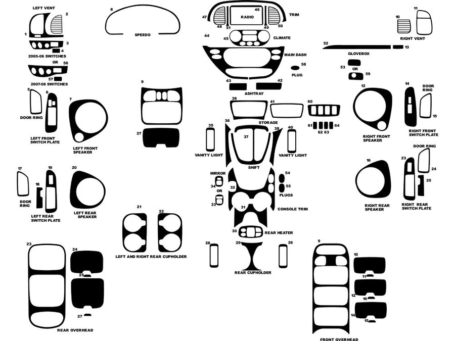 toyota sequoia 2001-2007 Dash Kit Diagram