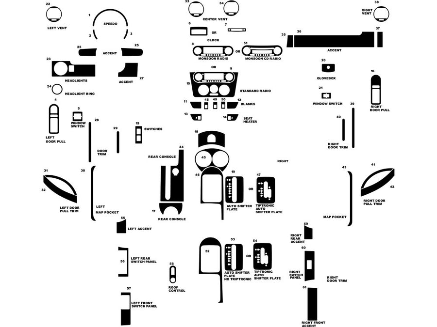 volkswagen beetle 2003-2005 Dash Kit Diagram