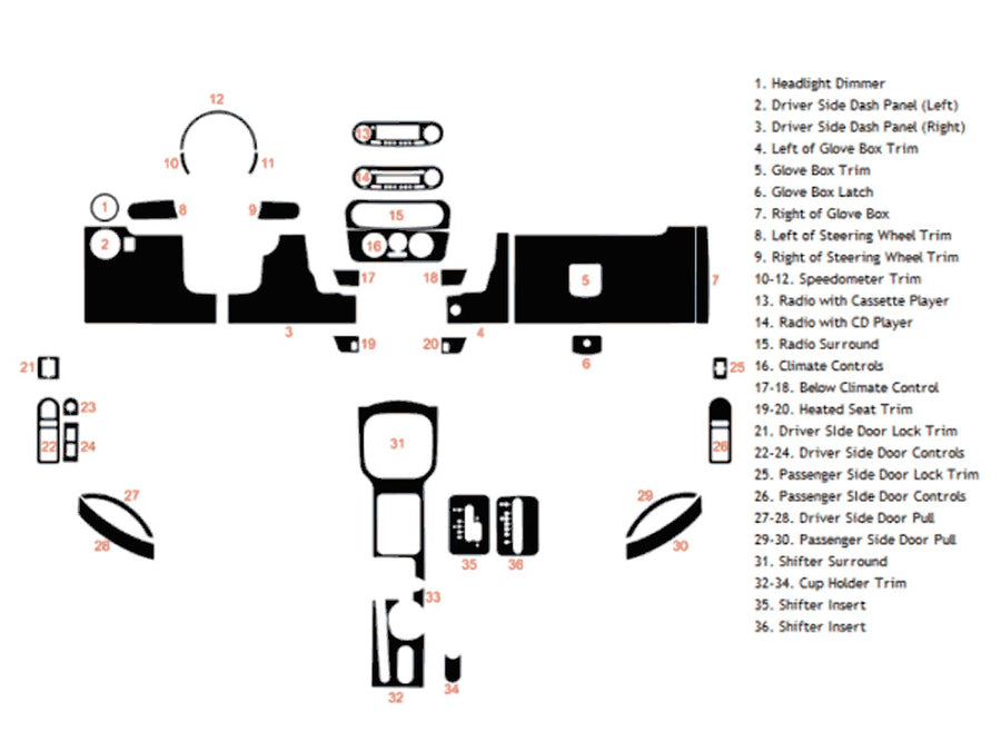 volkswagen beetle 2006-2010 Dash Kit Diagram