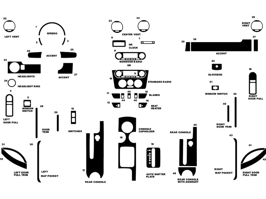 volkswagen beetle 1998-2002 Dash Kit Diagram