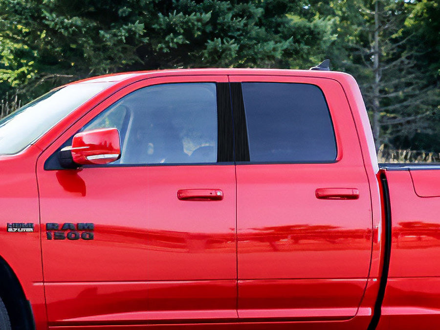 dodge ram 2009-2018 (crew cab / quad cab) Brushed Aluminum Black Pillar Cover Diagram
