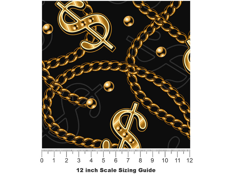 Dollar Bills Bling Vinyl Film Pattern Size 12 inch Scale~Rwraps Dollar Bills Bling Sizing Chart~2