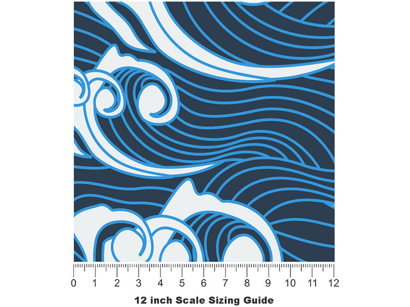 Eastern Waves Water Vinyl Film Pattern Size 12 inch Scale~Rwraps Eastern Waves Water Sizing Chart~2