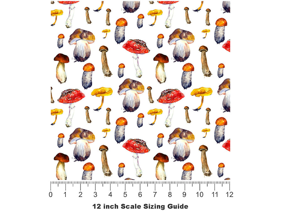 Edible Decay Mushroom Vinyl Film Pattern Size 12 inch Scale~Rwraps Edible Decay Mushroom Sizing Chart~2