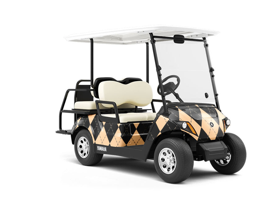 Eggnog Argyle Wrapped Golf Cart
