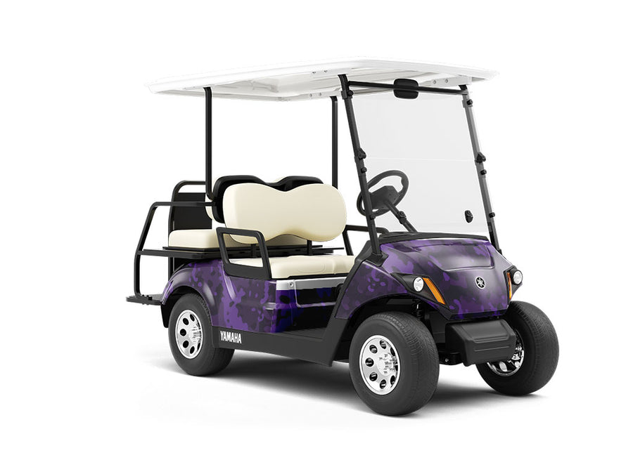 Eggplant Flecktarn Camouflage Wrapped Golf Cart