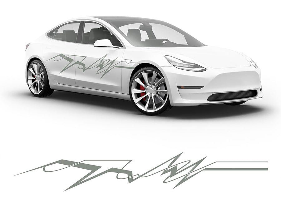 3M Light Gray EKG Body Graphic~Full Side Auto Decal Kit~0